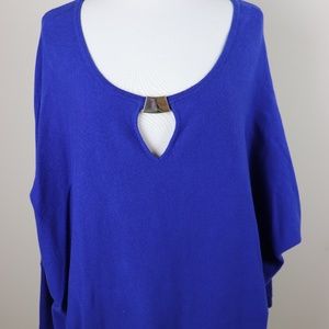 INC Royal Blue Scoop Key Sweater Raglan Sleeve IX